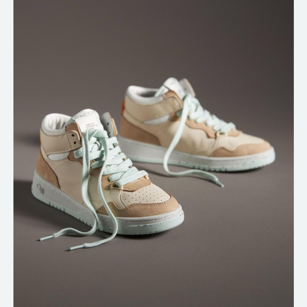 Oncept Philly High-Top Athletic Sneakers in Beige and Mint
